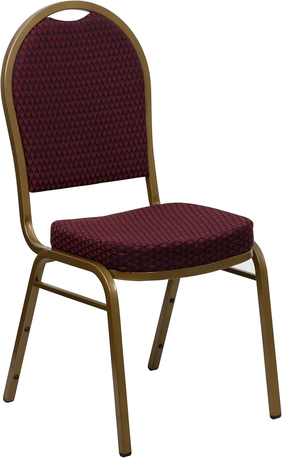 Flash Furniture HERCULES Series Dome Back Stacking Banquet Chair in Burgundy Patterned Fabric - Gold Frame: Furniture & Decor