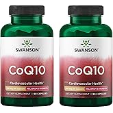 Swanson CoQ10 Cardiovascular Brain Energy and Heart Health Antioxidant Support Supplement 200 mg 90 Capsules (2 Pack)