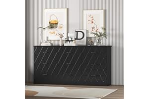 63'' Wooden Dresser for Bedroom, Large Dresser for Bedroom with USB Power Outlet, Modern Chest of Drawers for Closet, Storage