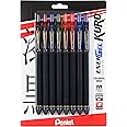 Pentel EnerGel Kuro Liquid Gel Pen, (0.7mm), Medium line, Assorted Ink, Pack of 8 (BL437R1BP8M)