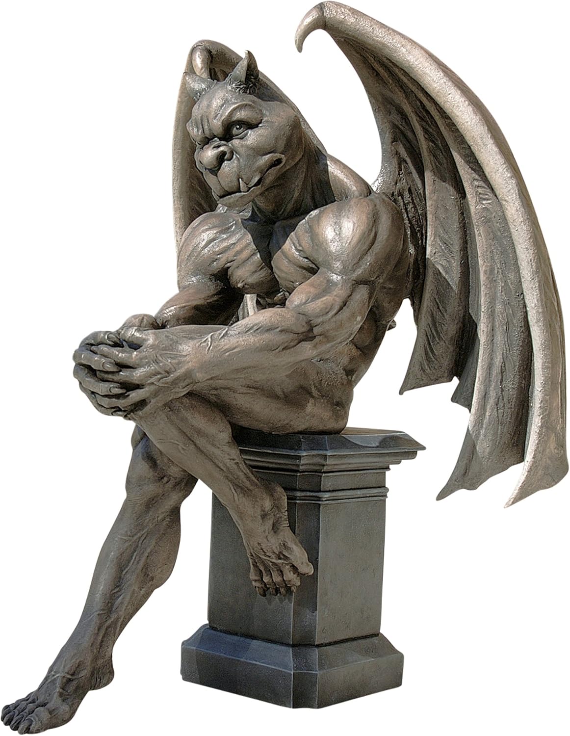 Design Toscano DB383050 Socrates the Gargoyle Thinker Outdoor Garden Statue, Polyresin, Two Tone Stone, 59.5 cm, Brown, One Size