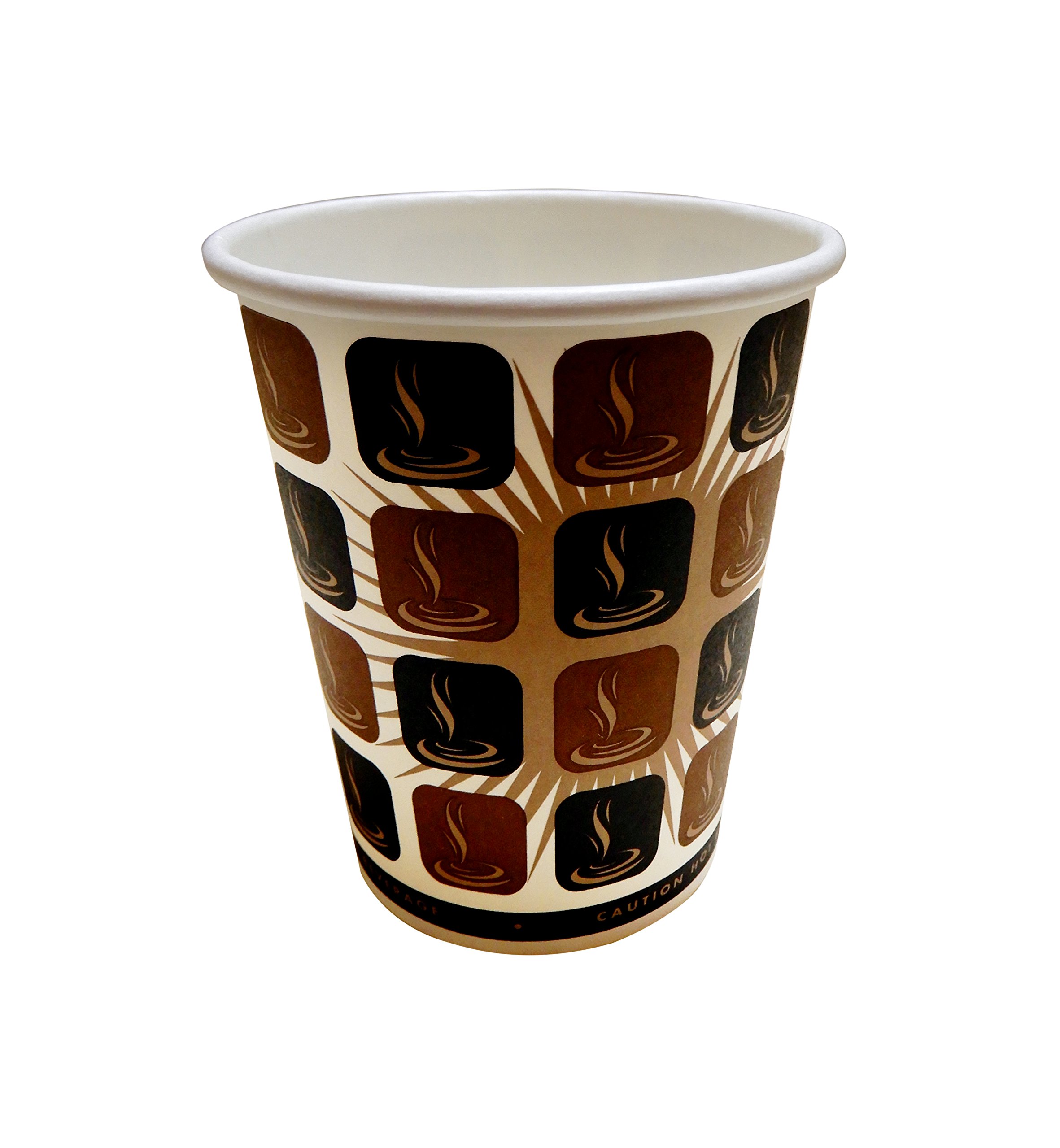 100 8OZ. (227ml) Mocha Disposable Paper Coffee Cups + FREE Coffee Stirrers