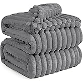 Bedsure GentleSoft Frost Gray Fleece Blanket for Couch - Cozy Soft Blankets for Women, Cute Small Throws for Girls, 90x90 Inches