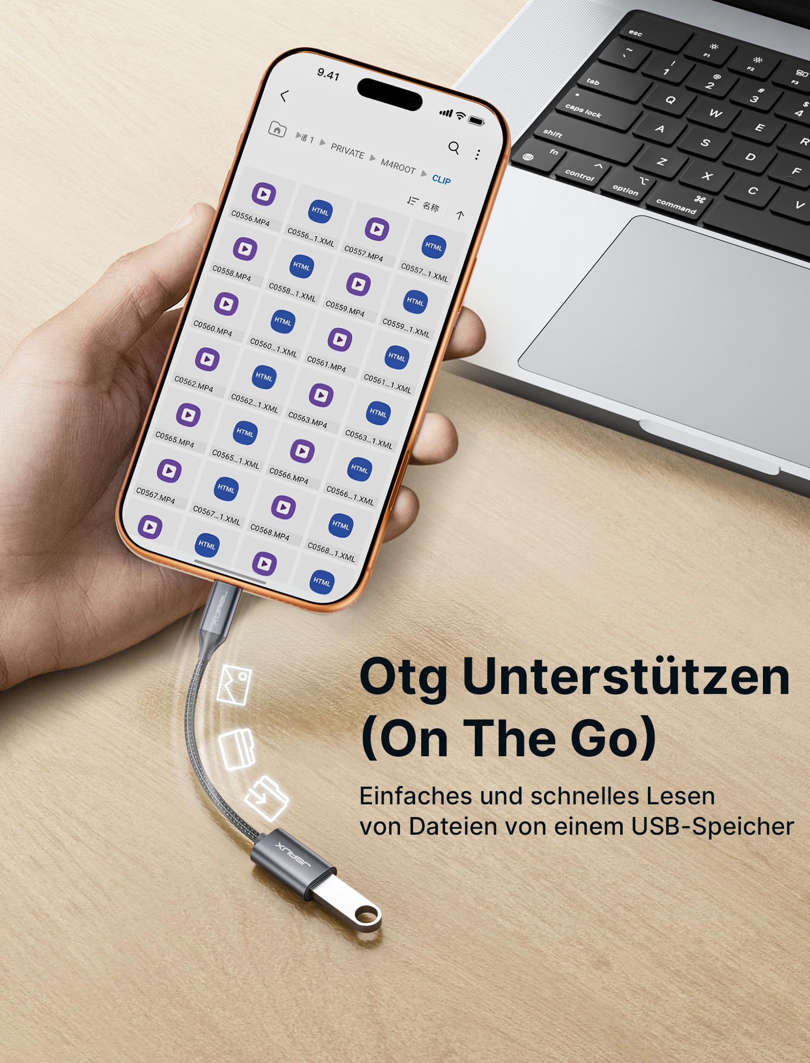 JSAUX Adapter USB C auf USB [2 Stücke] OTG Typ C auf USB 3.0 USB C Adapter OTG Kabel kompatibel mit iPhone 16 Pro Max/15 Pro Max, iPad Pro, MacBook Pro/Air, Galaxy S24/S23/S22 Ultra, Huawei P50-Grau 3