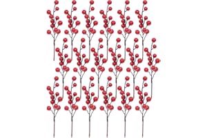 COLMOXY 18 Pack Artificial Holly Red Berry Stems 7 inch Christmas Red Berry Picks Holly Berries Branches for Christmas Tree Decorations DIY Crafts Xmas Ornaments Wedding Holiday Home Decor