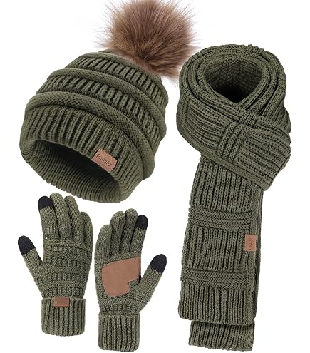 Amazon.com: LOROME Winter Hat Scarf Gloves Set, Fleece Lined  display picture 2