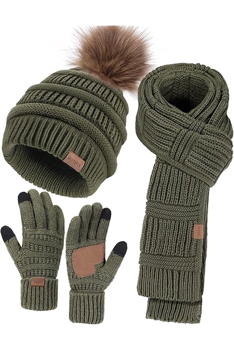 Amazon Cc Beanie And Scarf Set Wrapables Winter Warm Chunky Cable