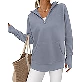 BTFBM Sweaters for Women Fall Clothes 2026 Pocket Quarter Zip Pullover V Neck Long Sleeve Knit Trendy Winter Sweater