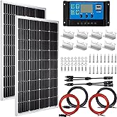 Pikasola 200 Watt 12/24V Solar Panel Kit for RV Boat Home: 2pcs 100W Monocrystalline Solar Panel Grade A + 12/24V Solar Charg