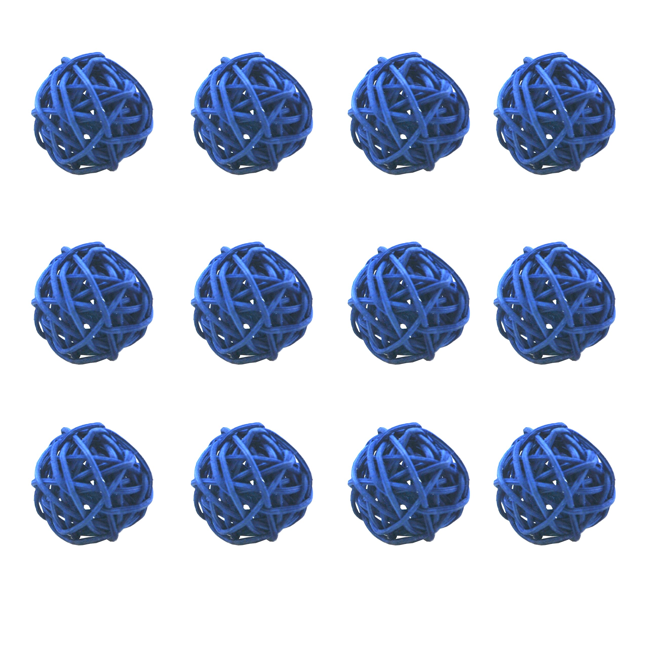 Kidlearn 12pcs Decorative Balls, Vase Fillers for Home Decor Wicker Rattan Balls (4cm,Blue)