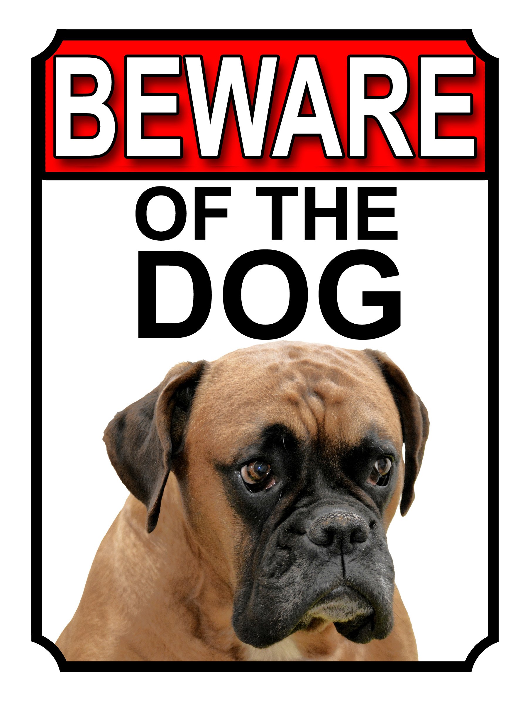 BEWARE OF THE DOG METAL GATE SIGN BOXER 200MM X 150MM (1116H1)
