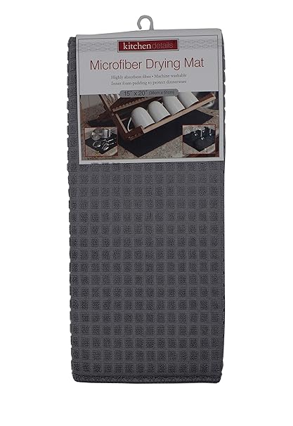 Store2508 Microfiber Reversible Dish Drying Mat (38 * 51 cm) (Drakgrey)