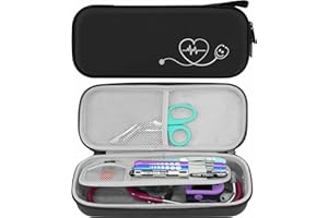 ButterFox Hard Stethoscope Case fits 3M Littmann Classic III, Lightweight II S.E, Cardiology IV Diagnostic, MDF Acoustica Deluxe Stethoscopes - 12 Colors (PU Black)