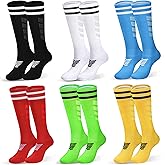 GUICKCZ Kids Soccer Socks Striped Knee High Tube Cotton Stretchy Football Sports Socks for Youth Toddler Boys Girls