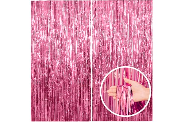 2 Pack Pink Backdrop Party Decorations Tinsel Curtain Party Backdrop Foil Fringe Birthday Decorations Photo Booth Streamer Backdrop Pink Theme Bachelorette Graduation Decor