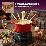Andrew James Fondue Set Red Enamel Cast Iron with Gel Burner 8 Forks view 7