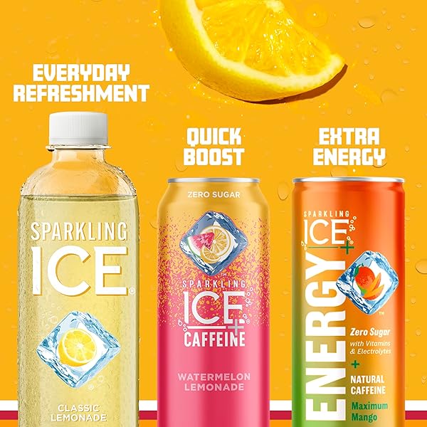 SPARKLING ICE, CLASSIC LEMONADE SPARKLING WATER, ZERO SUGAR FLAVORED WATER, WITH VITAMINS AND ANTIOXIDANTS, LOW CALORIE BEVERAGE, 17 OZ BOTTLES (PACK OF 12)