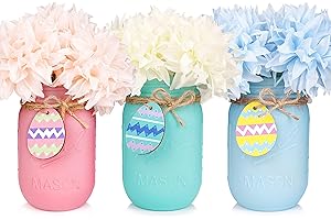 CNVOILA Easter Decorations, Easter Mason Jar Decoration, Easter Farmhouse Decor Dinning Rustic Table Centerpieces Decor for Home, Easter Decorations For The Home, Easter Centerpiece For Table