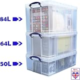 Really Useful Box 64 Litre Clear Storage Box with Handles view 5