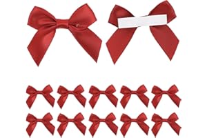 AIMUDI Red Satin Ribbon Bows 2" Self Adhesive Satin Bow for Gift Wrapping Premade Ribbon Bows with Double-Sided Tape for Making Crafts Baby Shower Birthday Party Wedding Decorations, 50 PCs