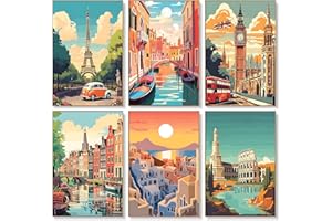 Lot de 6 kits de peinture par numéros pour adultes – 20,3 x 30,5 cm – Kit de peinture par numéros sur toile pour débutants, p