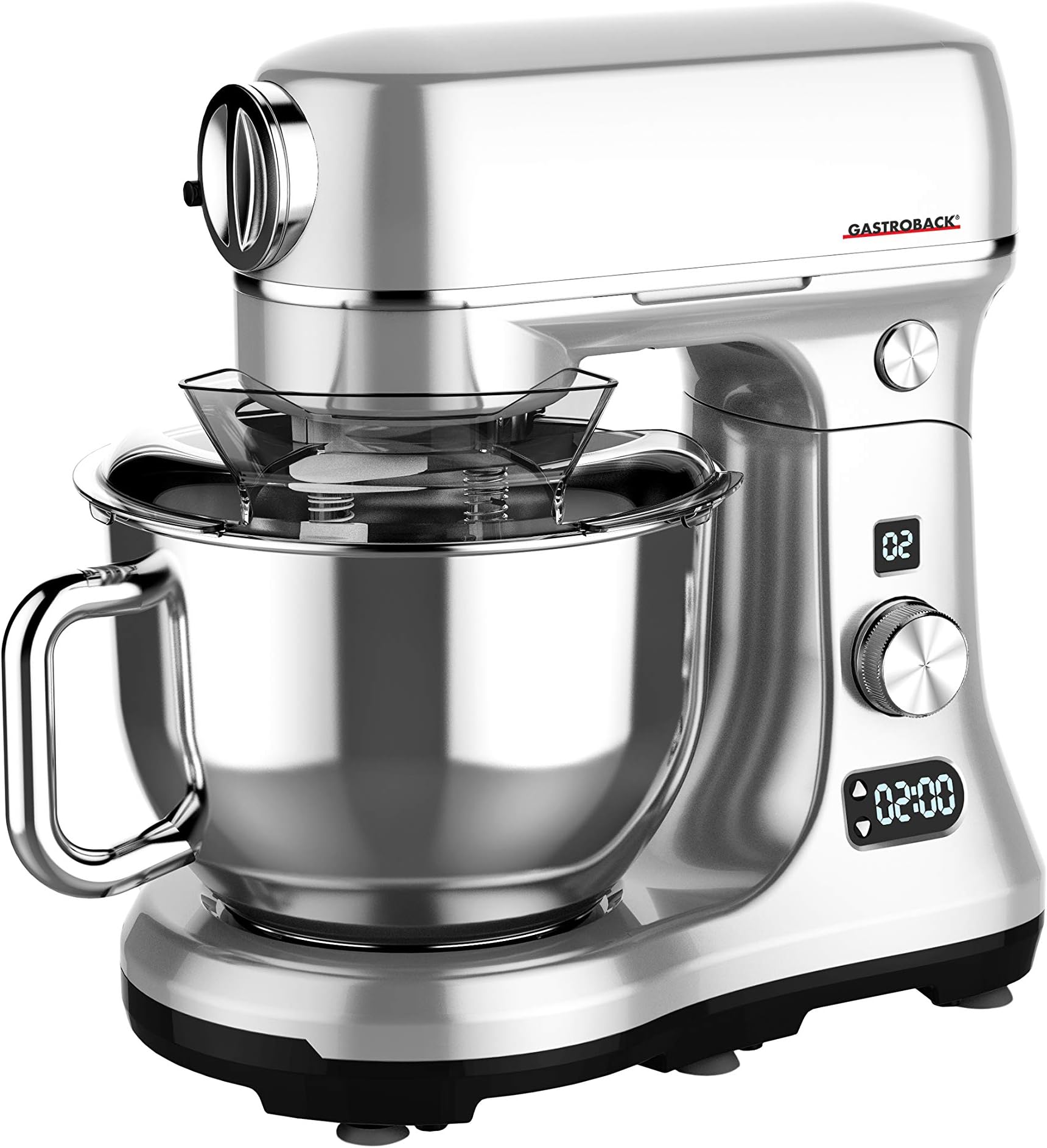 GASTROBACK40977 Design Stand Mixer Advanced Digital, 5L stainless steel mixing bowl, 5L ceramic mixing bowl, 600W, 8 speed settings and pulse function, double kneading hooks, LED program display