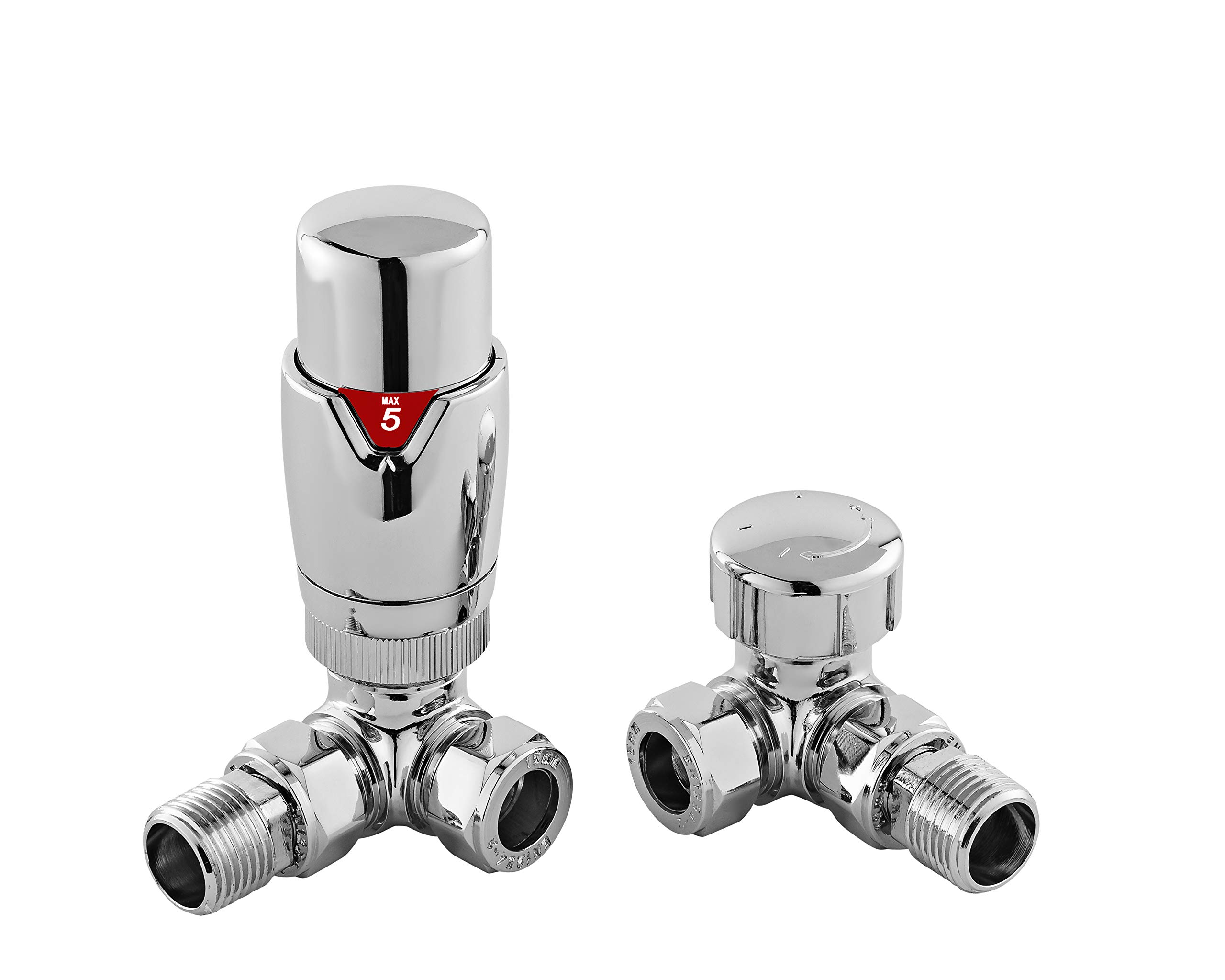 Nuie HT317 Luxury Corner Thermostatic Radiator Valves, Silver