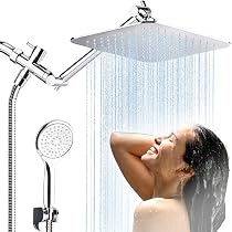 COSYLAND High Pressure 8-Inch Square Rainfall Showerhead Combo