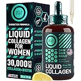 WILD FUEL Liquid Collagen Peptides with Biotin Vitamins for Hair Skin and Nails - 30,000mcg Biotin and Collagen Liquid for Women and Men - Lemon Flavor, up to 2-Month - 2 oz