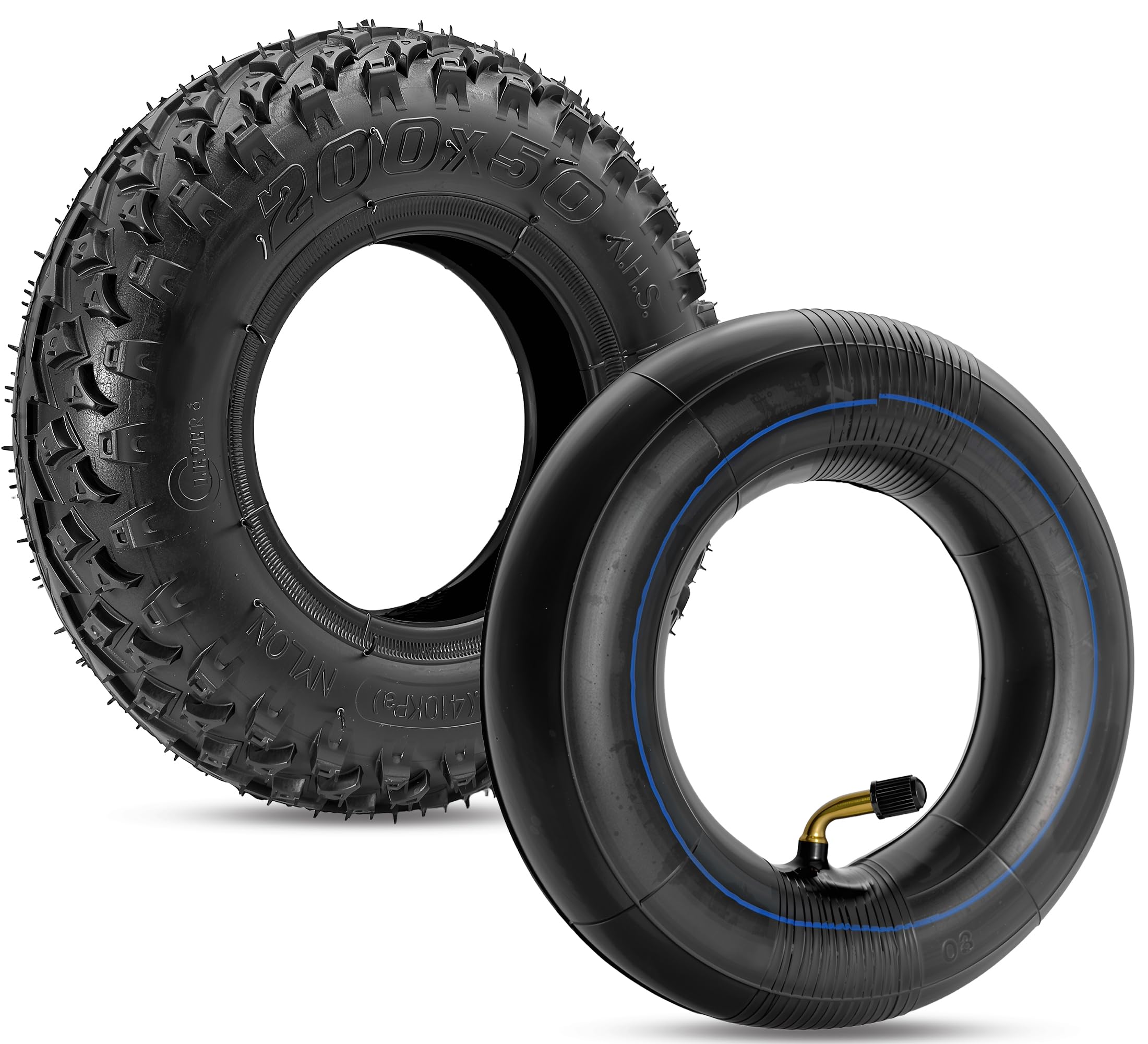Felixstory 200 x 50 Off-Road Tyre, Suitable for Speedway Mini 4 Pro, 8 x 2 Inch Tyre with Inner Tube Suitable for Futecher Gun Pro, Speedtrott GX12, City Bug, Razor e100 e150 Electric Scooter