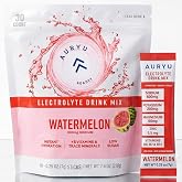 Auryu Electrolytes Powder Packets - Watermelon Hydration Drink Mix, Low Sugar Electrolyte Powder with B Vitamins &amp; Essential Minerals, Keto Electrolytes for Sports &amp; Daily Wellness, 30 Stick Packs