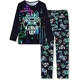 Tebbis Cozy Pajamas For Little/Big Boys Blue Shark Pattern Long Sleeves Holiday PJs Set Kid Size 6-18