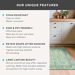 Living Room Area Rug - 6x9 Washable Low Pile