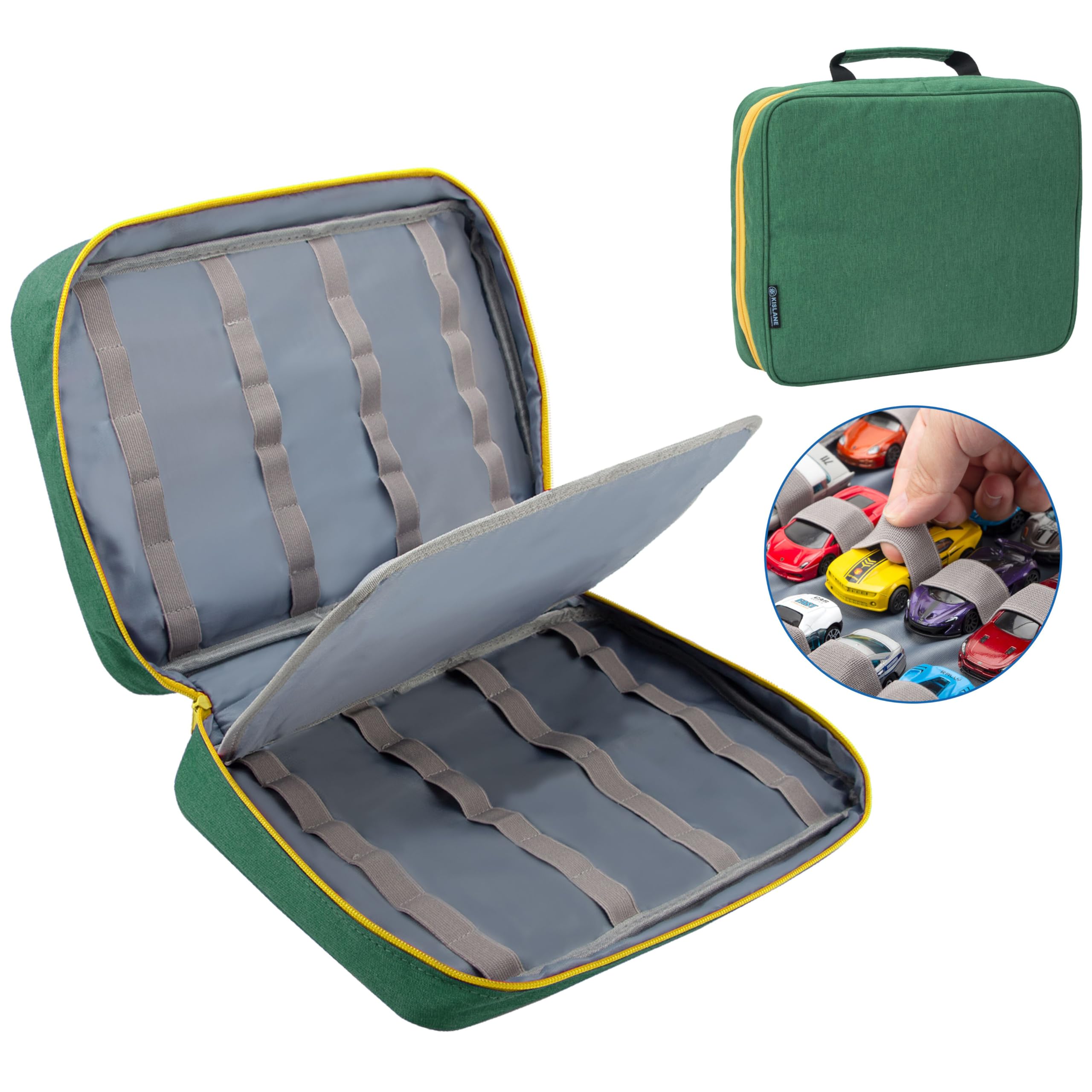 KISLANE Carrying Case for 48 Hot Wheels Cars, Kids Toy Cars Storage Case (Green)