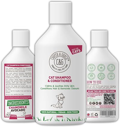 C&G Pets Cat Shampoo & Conditioner Calming Detangler 100% Natural