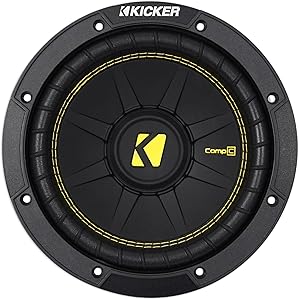 Kicker 44CWCD84 CompC 8 Inch 4 Ohm 200 Watt RMS Power and 400 Watts Peak Power Dual Voice Coil Car Audio Sub Subwoofer, Black