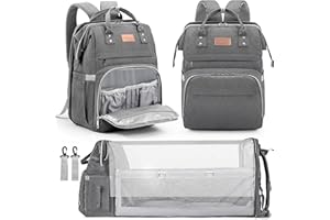 LexiRoman Diaper Bag Backpack, Large Capacity Multifunction Baby Bag with Changing Pad for Boy Girl, Travel for Moms Dads, Baby Registry Search Shower Gifts Waterproof and Stylish DarkGray