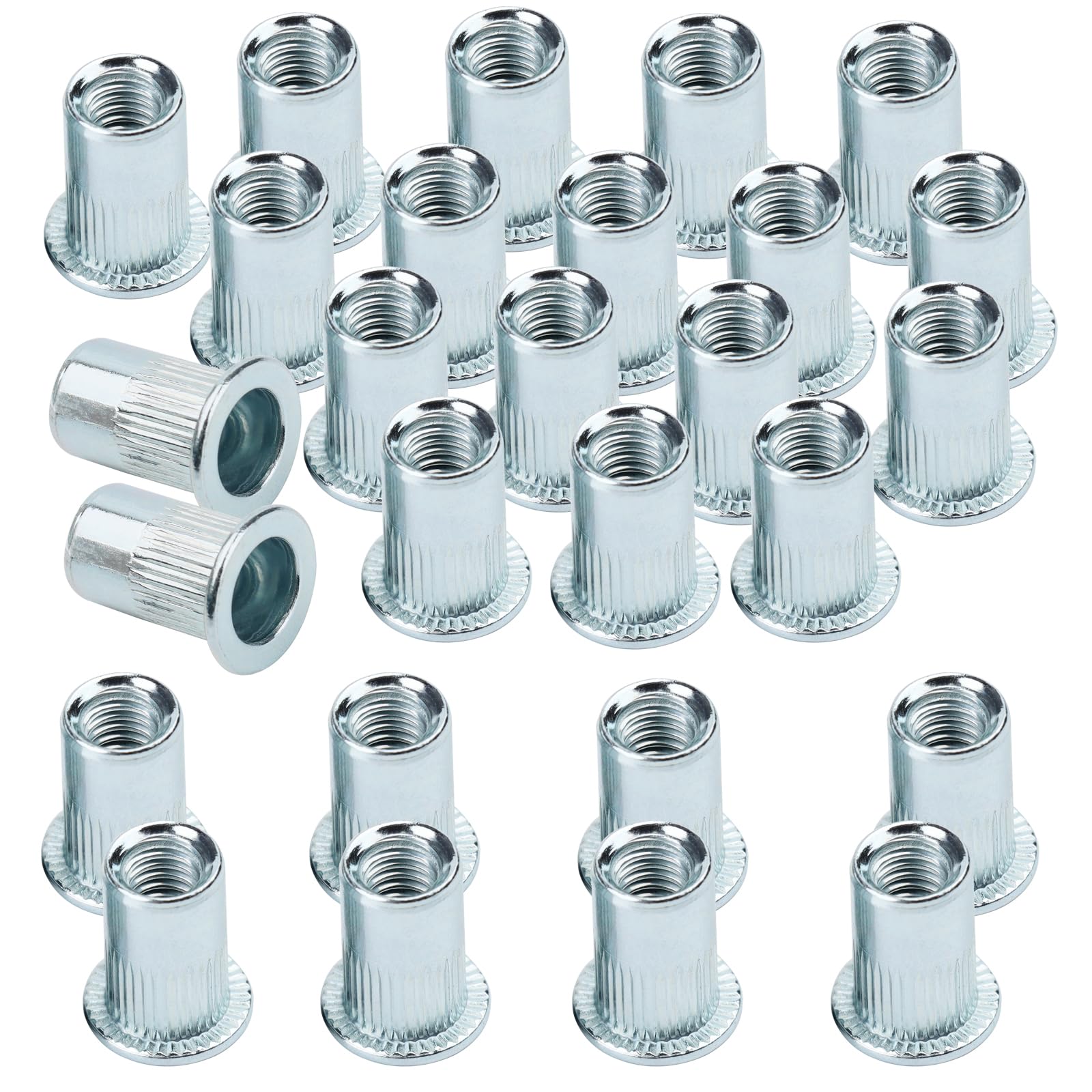 Carbon Steel Metric Rivet Nut - 100PCS m6 Rivnut, Flat Head Threaded Insert Nutserts, Countersunk Head Rivet Nuts for Metal Pipelines, Furniture, Appliances and Industrial Products
