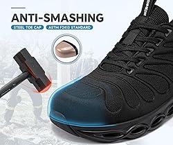 LARNMERN Steel Toe Shoes for Men Wide Safety Shoes
