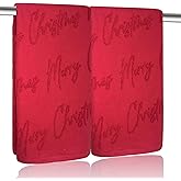 Xkdamai 2 Pack Merry Christmas Hand Towels 100% Cotton Jacquard Holiday Kitchen Dish Towels Retro Neutral Red Bathroom Towels Set Gift Seasonal Xmas Winter Bathroom Decor (Red Merry Christmas)