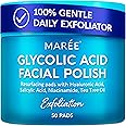 MAREE Glycolic Acid Pads - Toner Pads for Face Cleansing - Exfoliating Pad with Tea Tree Oil, Salicylic Acid & Vitamins E, B3