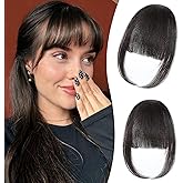 Mesariel Fake Bangs Clip in Bangs 100% Real Human Hair Brown Black Clip on bangs for Women Air Wispy Fringe with Temples Curved Hairpieces for Daily Wear