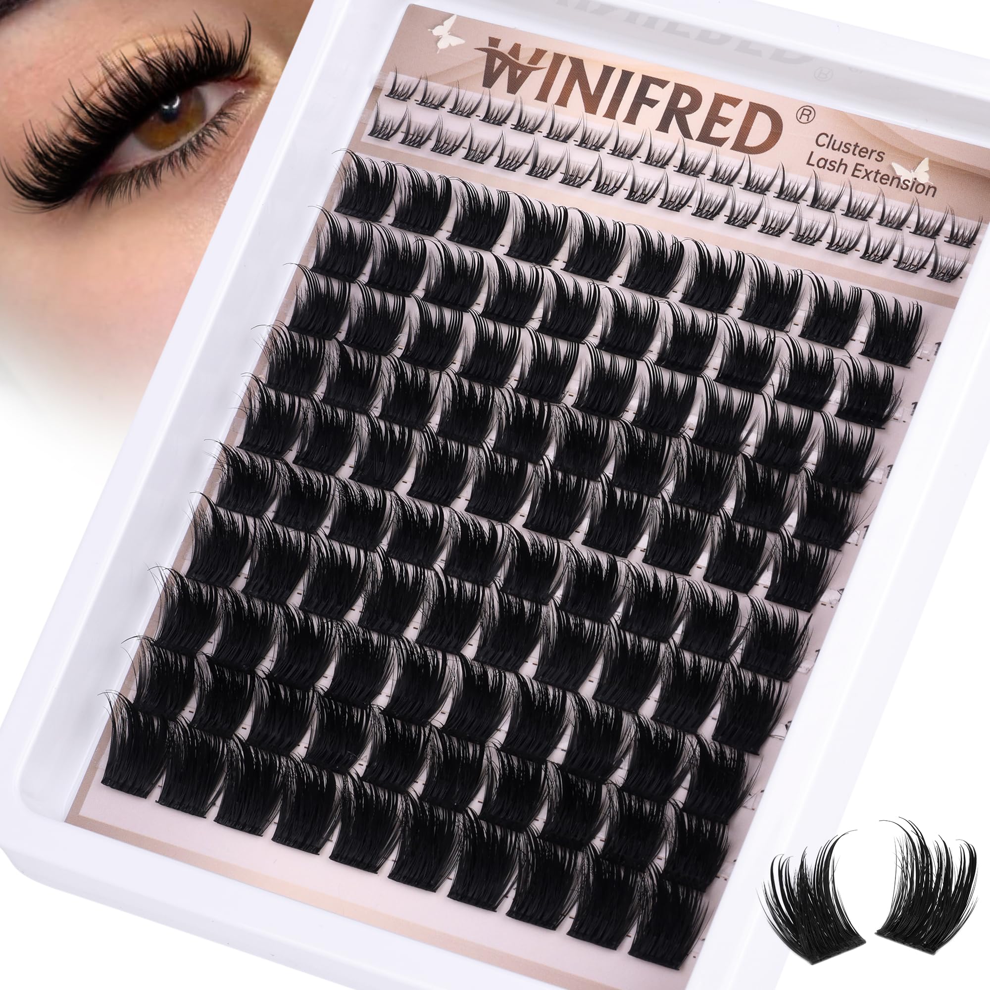 Photo 1 of Winifred Lashes Clusters with Bottom Lashes Wispy Eyelash Clusters Volume Spiky Cluster Eyelash Extensions 12-18mm C Curly Individual Lashes DIY Thick Anime Lash Extension