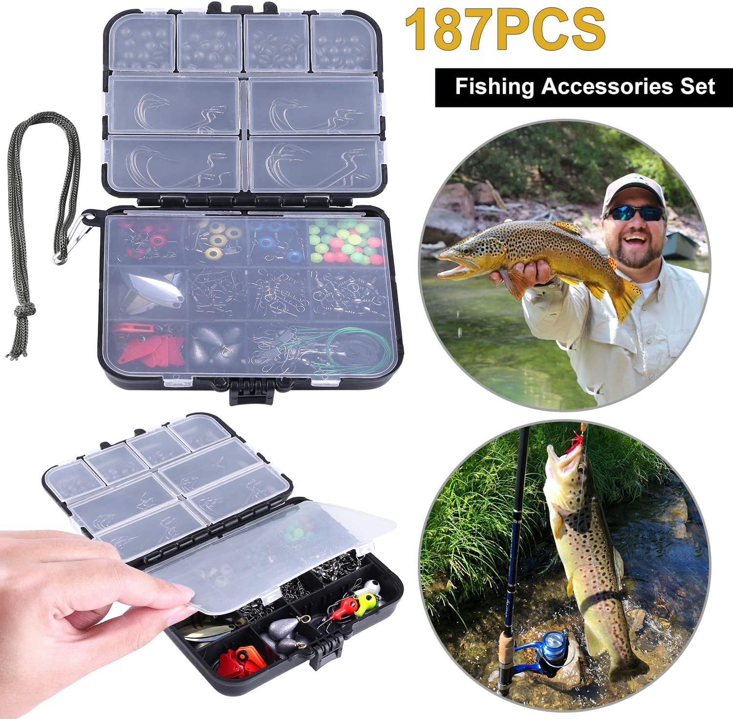 TOPFORT 187pcs Fishing Accessories Kit, Including Jig Hooks, Bullet Bass Casting Sinker Weights, Different Fishing Swivels Snaps, Sinker Slides, Fishing Line Beads, Fishing Set with Tackle Box… : Sports & Outdoors