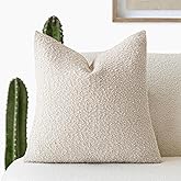 Foindtower Textured Boucle Throw Pillow Covers Accent Solid Pillow Cases Cozy Soft Decorative Couch Cushion Case for Chair Sofa Bedroom Living Room Home Decor, 20 x 20 Inch,Light Beige