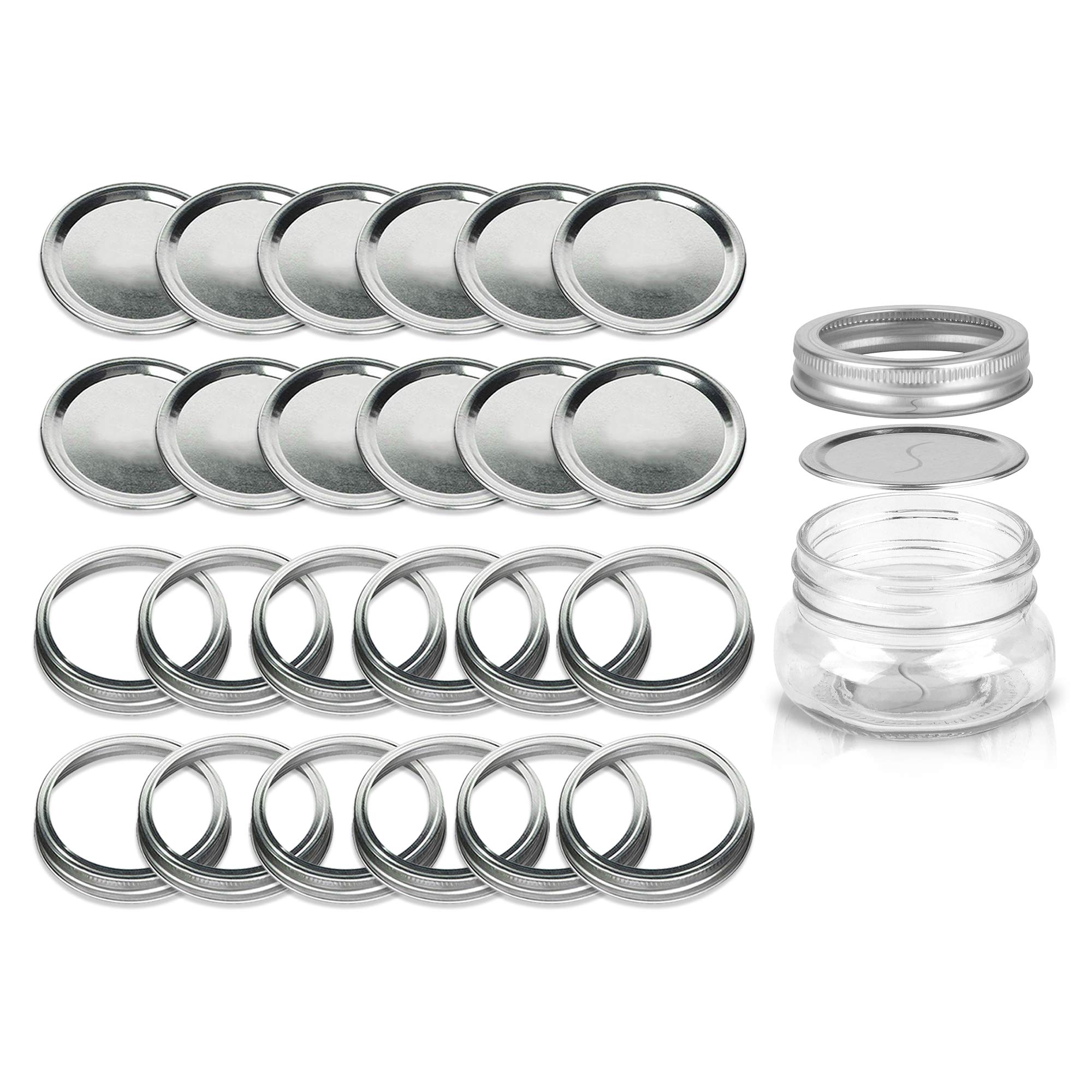 Seacoast Canning Lids Regular Mouth, Canning Jars Lids, Rings and Bands, Leak Proof Flats and Seals in Bulk, Twist-Top Easy Covers, Silver, 5-Ounces, (12 Pack)