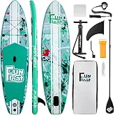 Fun Float SUP, Paddle Board 11'x33 x6 Wide Inflatable Stand Up Paddle Board with Hand Pump, Leash, Adjustable Paddle for Basic Version, 100L Backpack, All-Round Sup Board