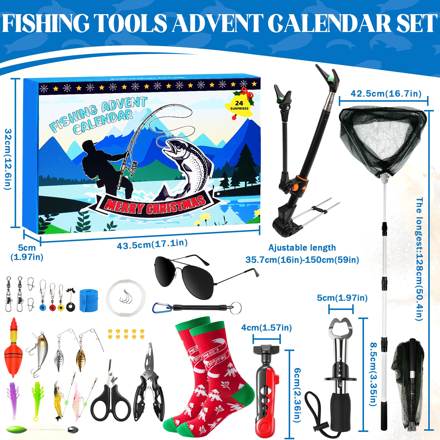 LUMYCE Fishing Advent Calendar 2025: Mens Advent Calendar 2025 Christmas Calendar for Men - Advent Calendar Tools for Dad Brother Ancle Husband 24 Fishing Gear & Accessories Gifts for Fishing Lovers