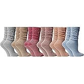 Yacht & Smith 6 Pairs Women's Scrunched Slouch Socks, Cotton Boot Socks Bulk Pack for Everyday Comfort & Style, Size 9-11