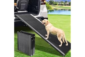 JTSIOV Dog Ramp for Car, 67" L x 20" W Extra Wide Folding Dog Ramp, Pet Ramp with Non-Slip Rug Surface, Dog Steps Supports Up to 250 lb, Outdoor Dog Ramp for Car, SUV, Truck